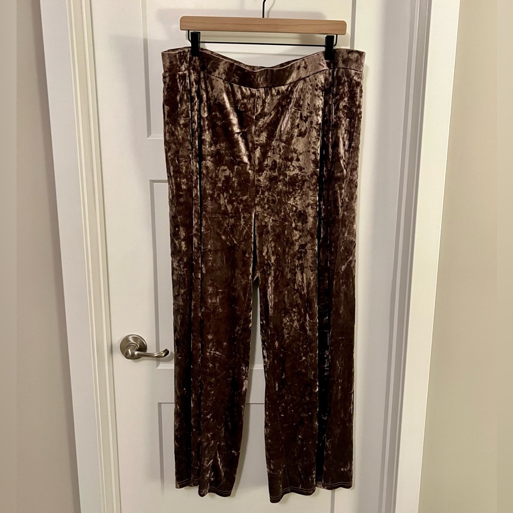 Light purple velvet wide leg pants from Cider.